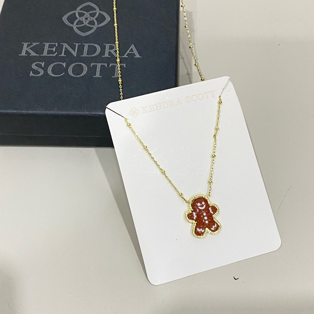 Kendra Scott Gold Gingerbread Pendant Necklace - Brown Enamel